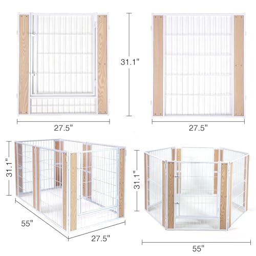 Heavy Duty Dog Playpen 32 Inch Height - Indoor Outdoor Pet Fence Enclosure for Medium and Small Dogs