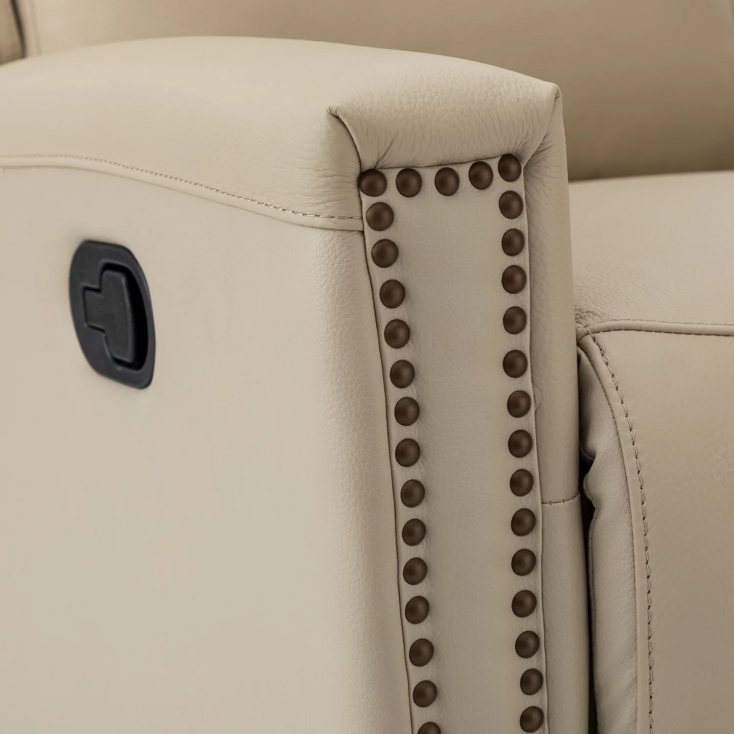ARTFUL LIVING DESIGN Genuine Leather Swivel Rocker Recliner Set of 2 with Nailhead Trims & Swivel Base, Beige