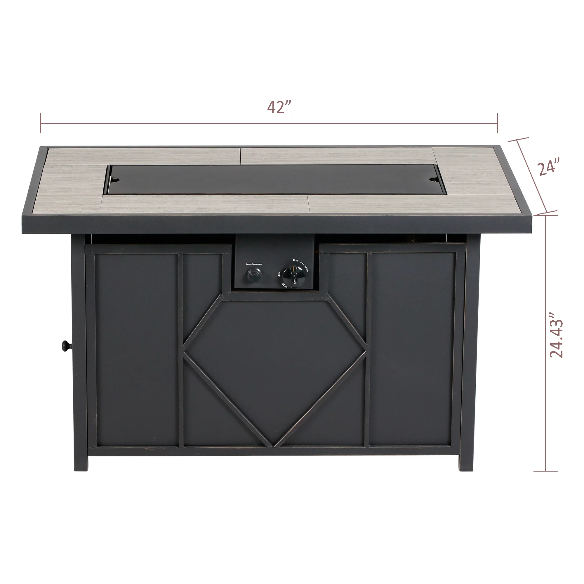 BALI OUTDOORS 42 in. 60,000BTU Fire Pit Propane Gas Fire Pit Table Rectangular Tabletop