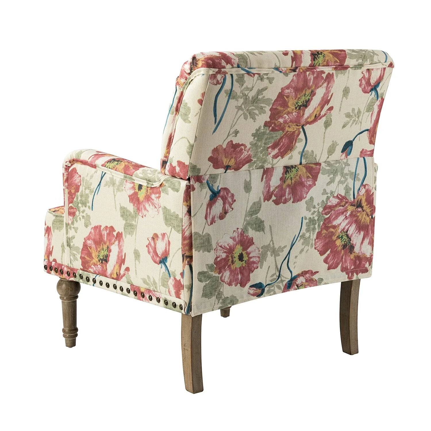 HULALA HOME Geltrude Traditional Floral Fabric Design Upholstered Accent Armchair with Nailhead Trim Set of 2 by  RED Floral