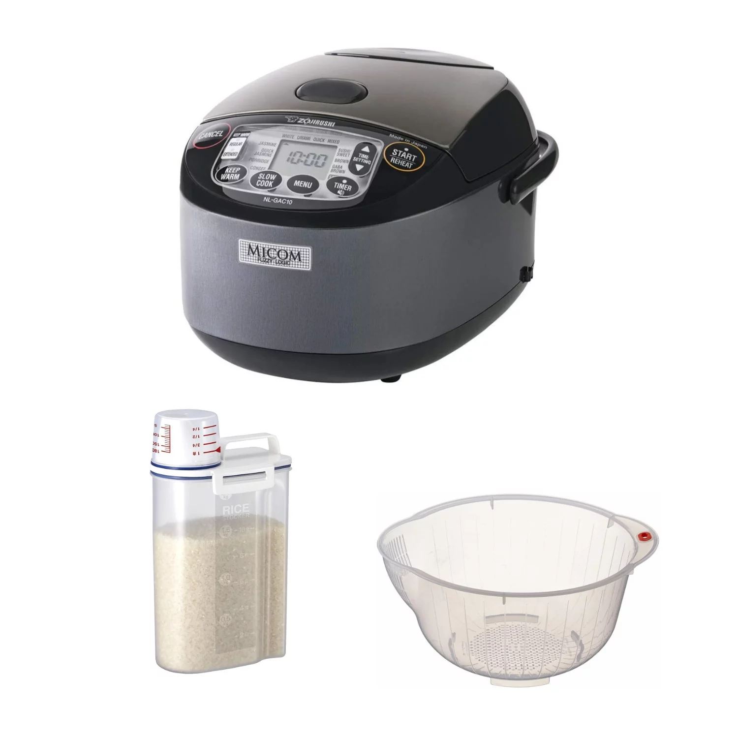 Zojirushi NL-GAC10BM 5.5 Cup (Uncooked) Umami Micom Rice Cooker and Warmer (Metallic Black) Bundle