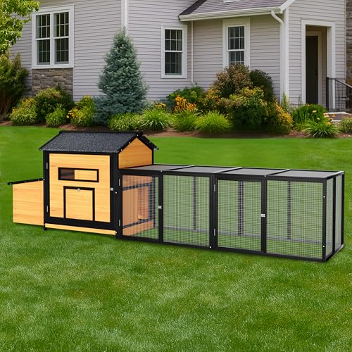 109.6'' Large Wood Chicken Coop Enclosures,Walk-in Poultry Cage