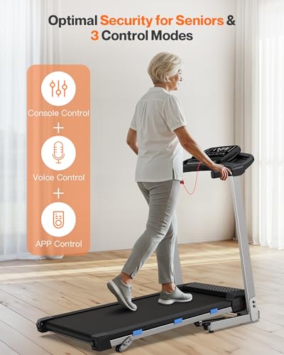 Folding Treadmill with Incline, 3.0 HP Quiet Treadmills for Home, 350 lbs Weight Capacity & 7.6 MPH