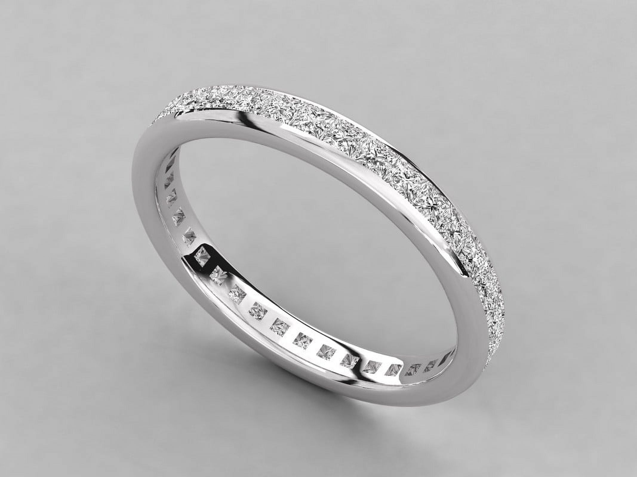 SOLITAIRE JEWELS 1.70MM Princess Cut Colorless Moissanite Eternity Wedding Band, Bezel Set Full Eternity Moissanite 925 Silver Band