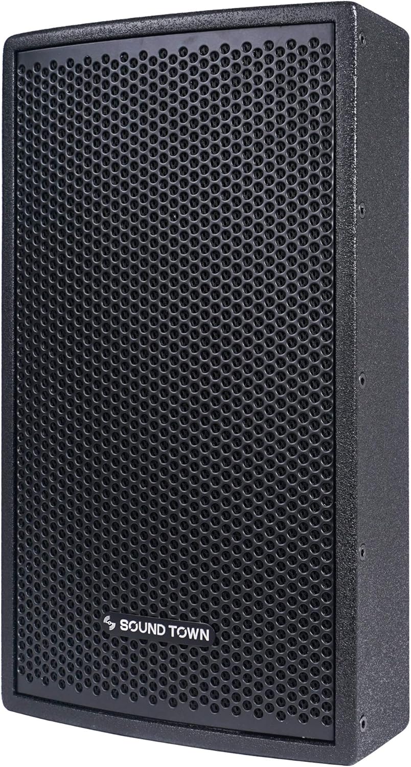 Sound Town Pair of CARME Series Dual 8 2-Way Passive Professional Loudspeaker, Black with Compression Driver and U Bracket for Installation