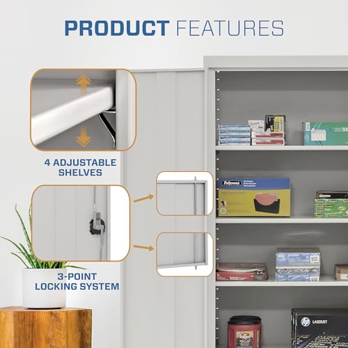 Sandusky Lee EA4R362472-02 Welded Steel Elite Storage Cabinet with Adjustable Shelves, 24" Length x 36" Width x 72" Height, Charcoal