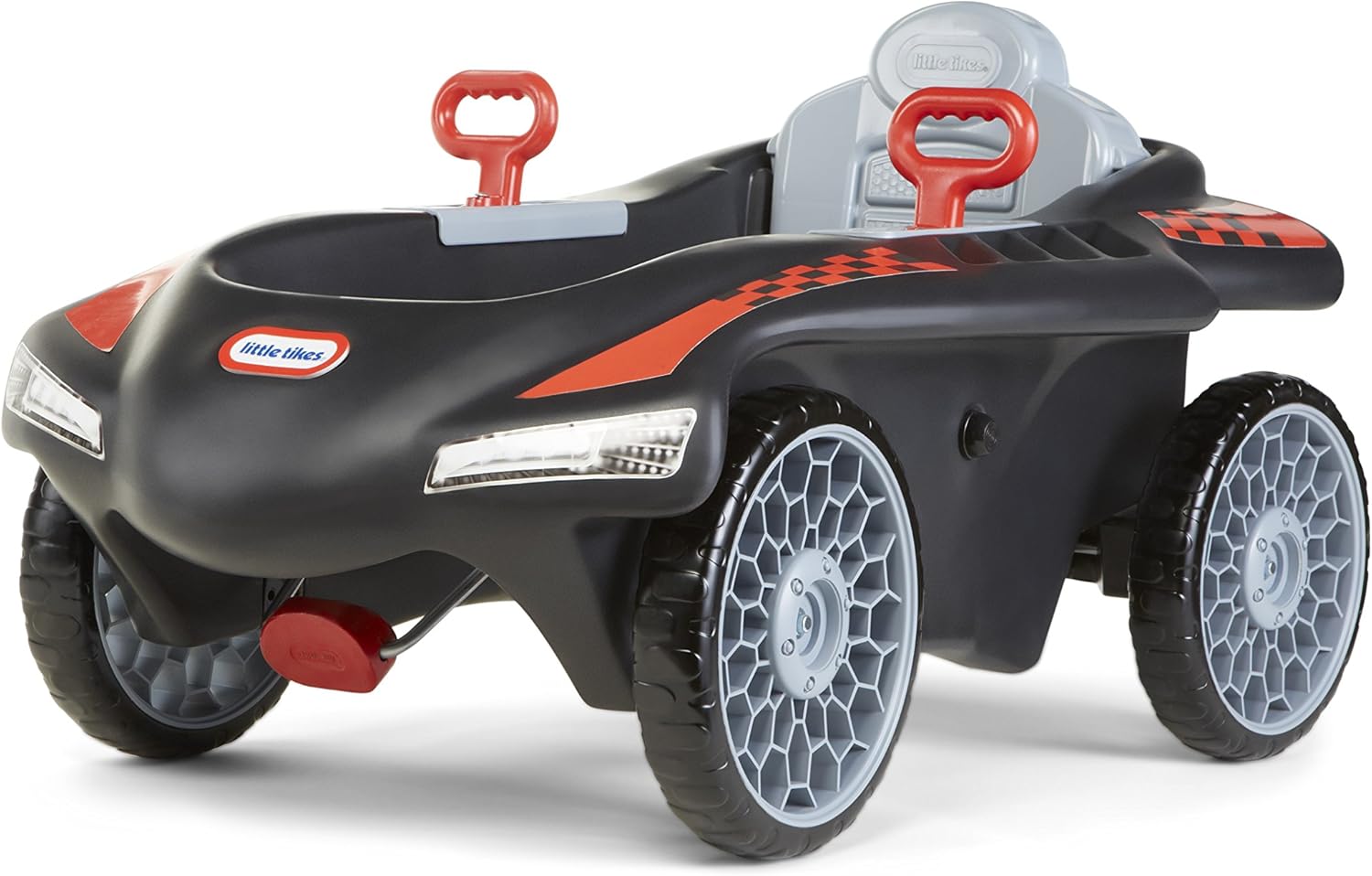Little Tikes Jett Car Racer Black, Ride On Car with Adjustable Seat Back, Dual Handle Rear Wheel Steering, Racing Control, Kid Powered Fun