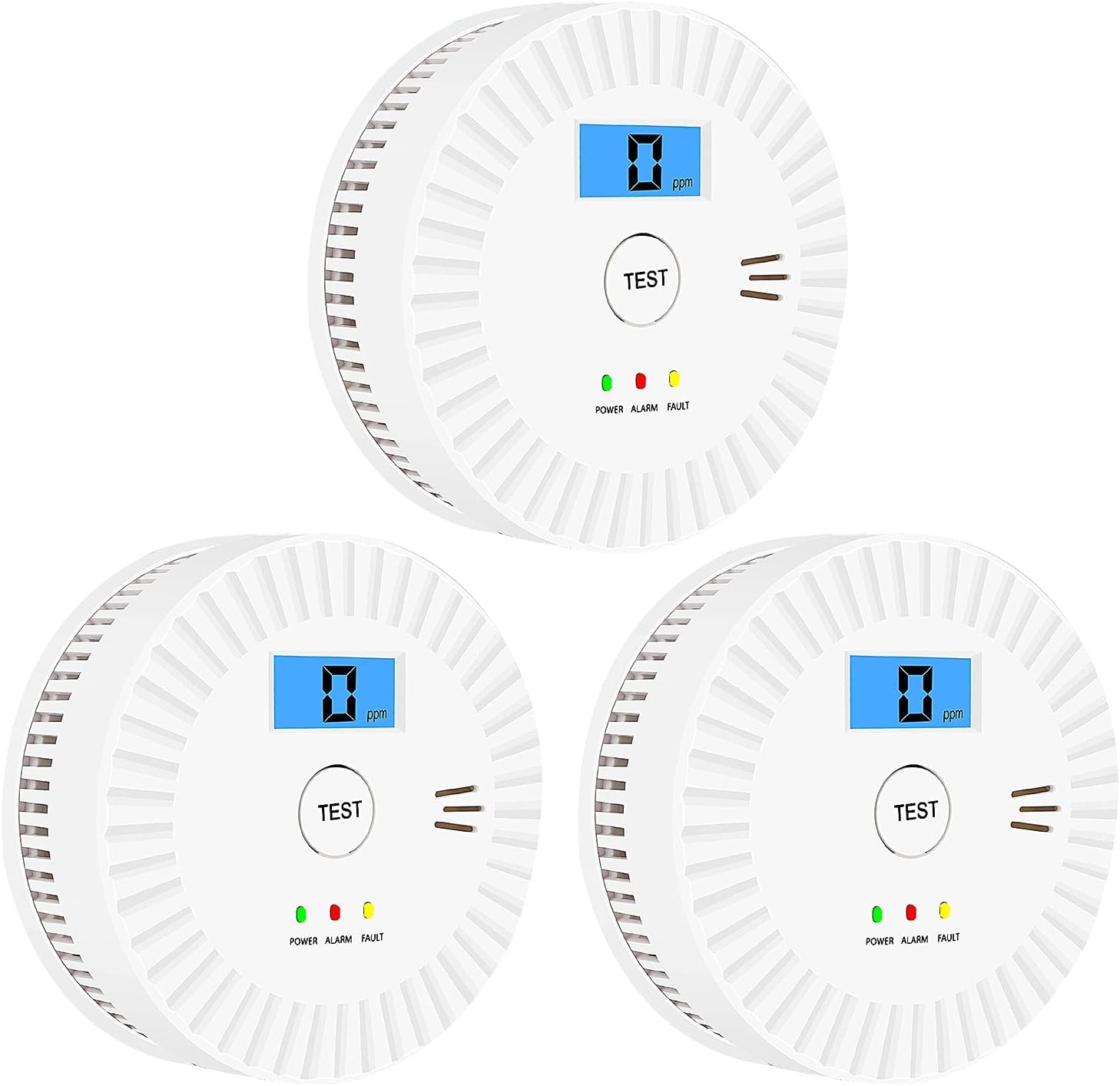 3 Pack Combination Smoke and Carbon Monoxide Detector Battery Operated, with Display,Battery Operated,White