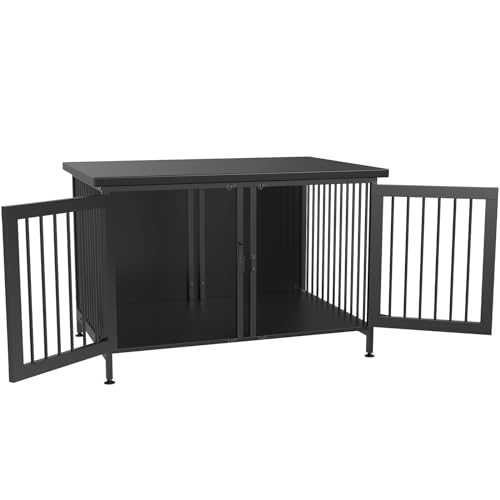 GDLF Double Dog Crate with Divider for 2 Small or 1 Dog, Furniture Style Kennel Indoor Cage with Removable Panel (Int.dims:36.2”Wx24.5”Dx21”H), Black
