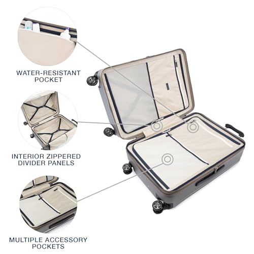 Travelpro Platinum Elite Hardside Expandable Carry on Luggage, 8 Wheel Spinner, TSA Lock, Hard Shell Polycarbonate Suitcase, Metallic Sand