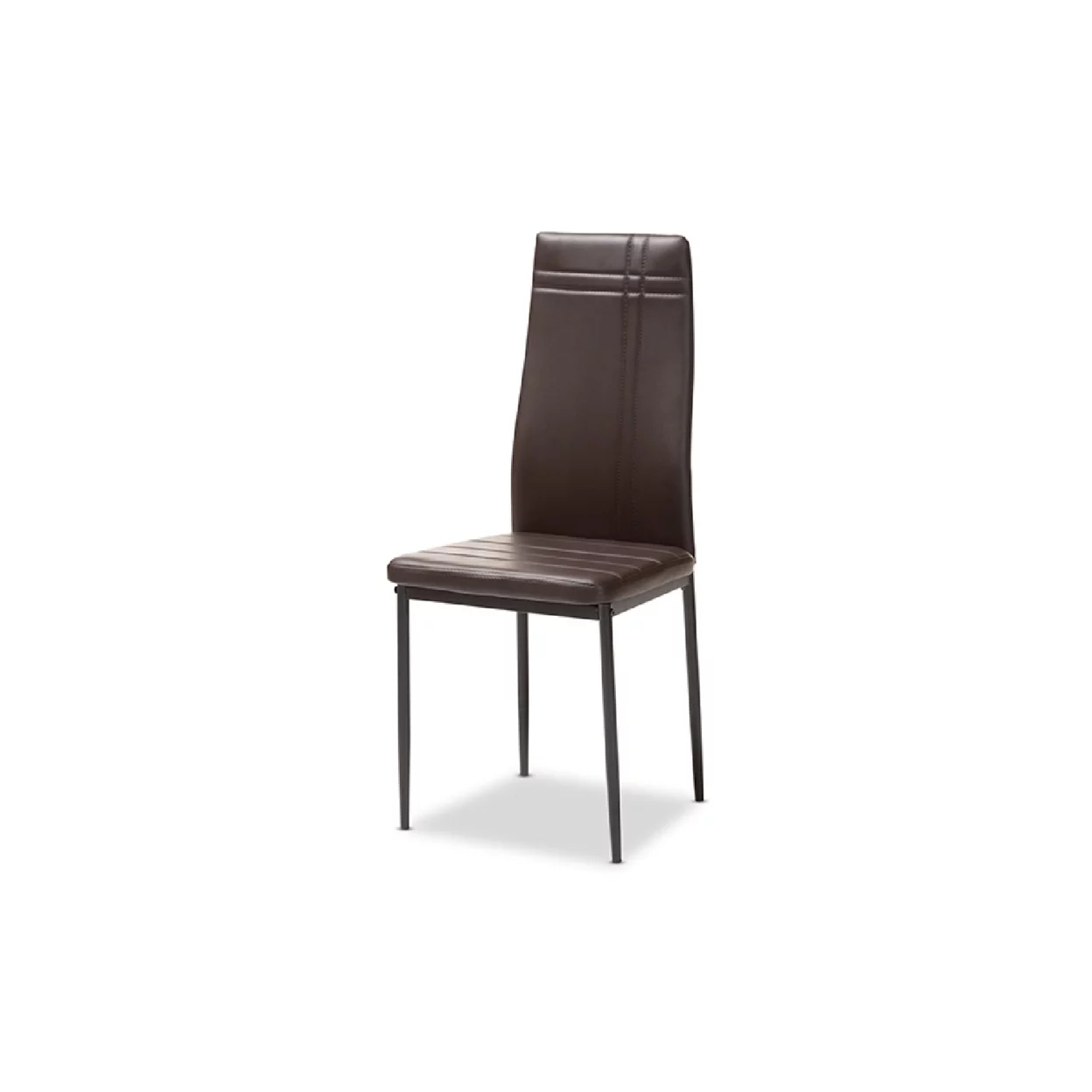 Baxton Studio Matiese Modern and Contemporary Brown Faux Leather Upholstered Dining Chair (Set of 4)