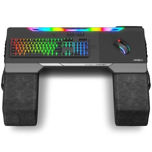 Couchmaster CYCON&sup3; HORIZONLIGHT Bar - Ultimate Ergonomic USB-Hub Gaming Lap Desk for Couch and Bed - Large