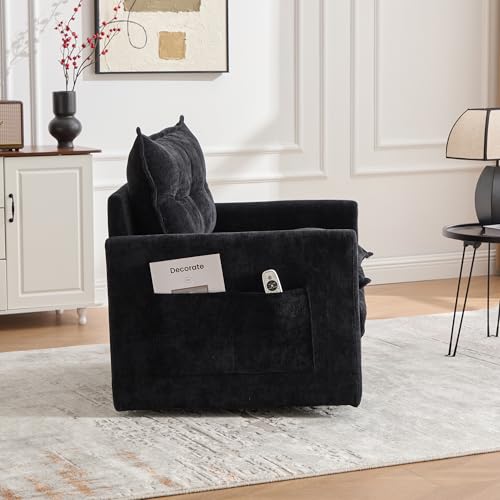 360 Swivel Accent Barrel Chair with Storage Ottoman & Headrest