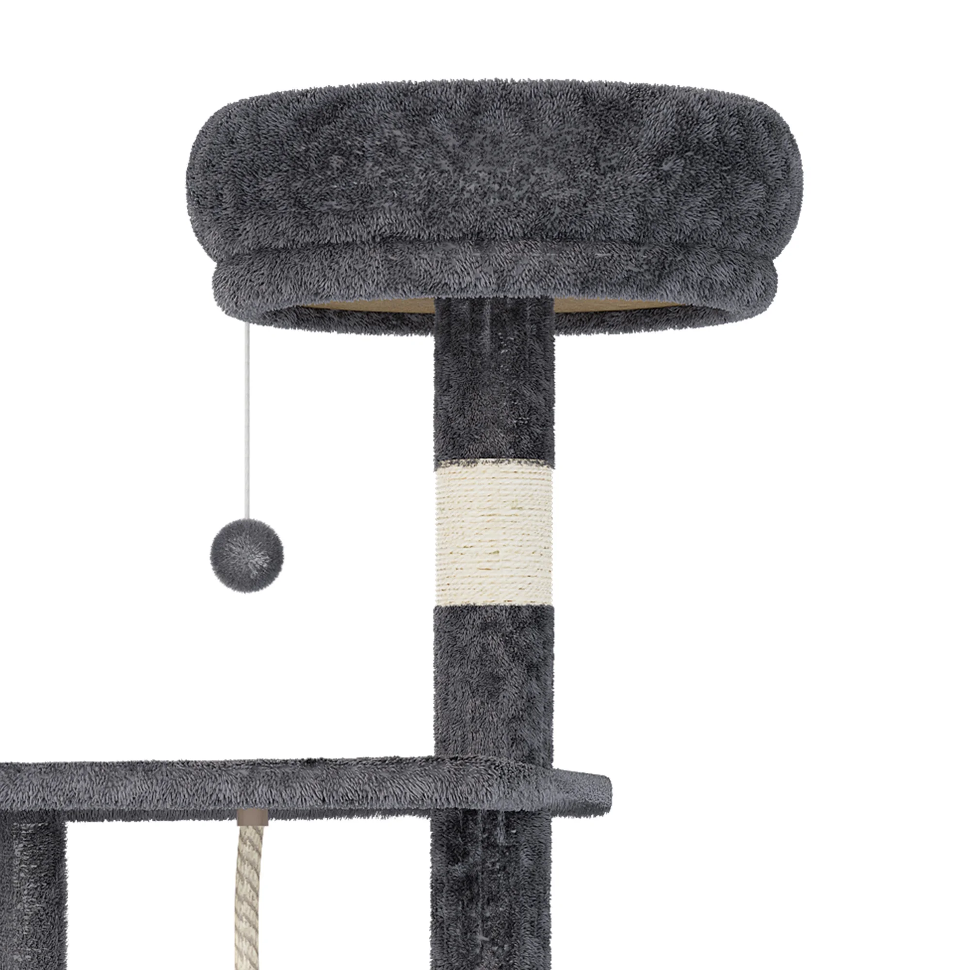 Dextrus 2-in-1 Cat Tree with Litter Box Enclosure,53.5" Large Modern Cat Condo with Scratching Posts, Perch, Food Station, Hammocks
