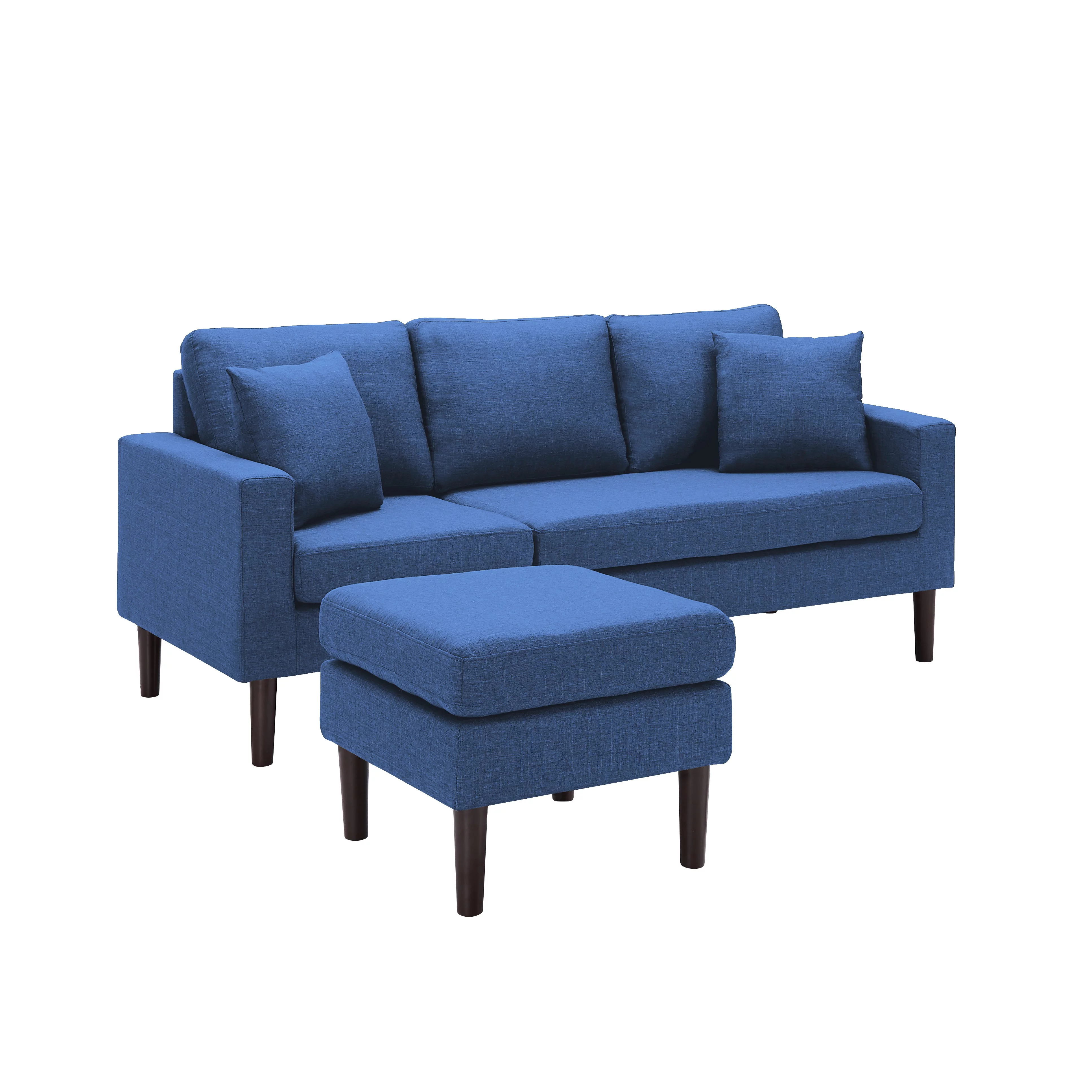 BSHTI 72 inch L-Shape Sectional Sofa, Left Hand Facing Couch with Two Pillows, Reversible Sectional Sofa Couch for Small Space(Navy Blue)