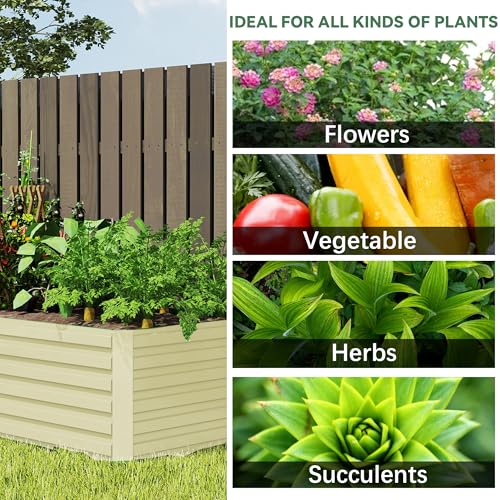 FOOWIN 2pcs 8x4x2ft Galvanized Raised Garden Bed, Planter Raised Garden Boxes Outdoor, Large Metal Raised Beds for Gardening