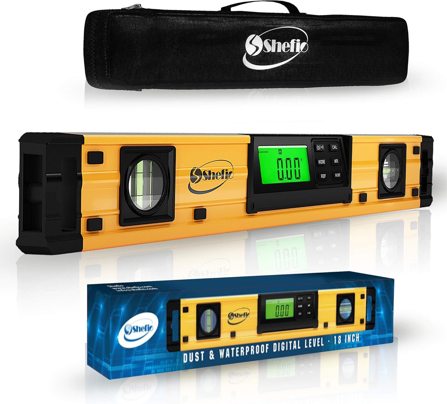 Digital Smart Level Tool - 18 Inch Magnetic Torpedo Level and Protractor - Master Precision - IP54 Dustproof and Waterproof