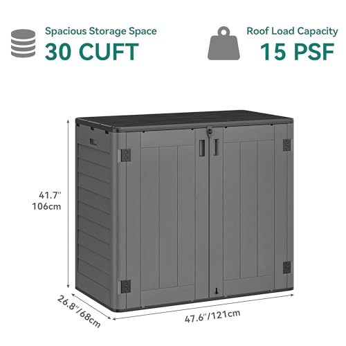 YITAHOME 60 cuft Vertical Outdoor Storage Shed w/o Shelf, Large Waterproof Storage Cabinet for Garden Shed, Tall Outdoor Storage Shed for Garage