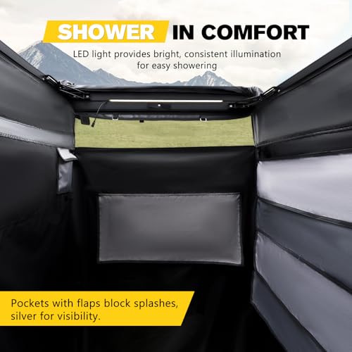 BUNKER INDUST Vehicle Side Shower Tent with Roof, Car Portable Privacy Shower Bathroom, Outdoor Camping Awning Shower Room Waterproof