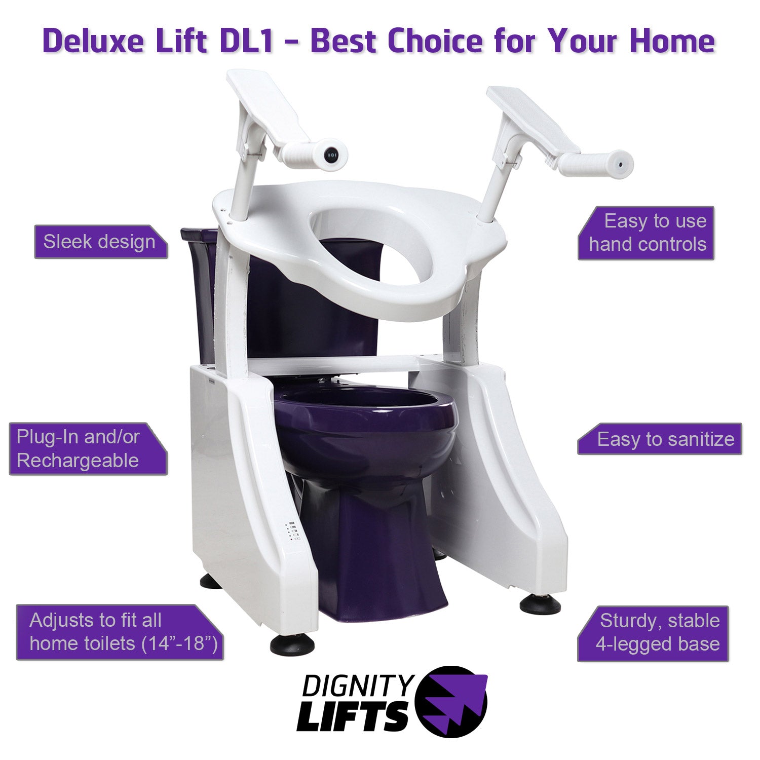Dignity Lifts – Deluxe Toilet Lift – DL1 – In Stock, Ships Now