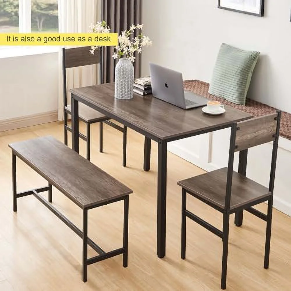 KHBIULIFE Small Kitchen Table and Chairs for 4  Dining Room Table and 2 Chair 1 Bench  Table and Chairs Set of 4 for Small Space  Apartment
