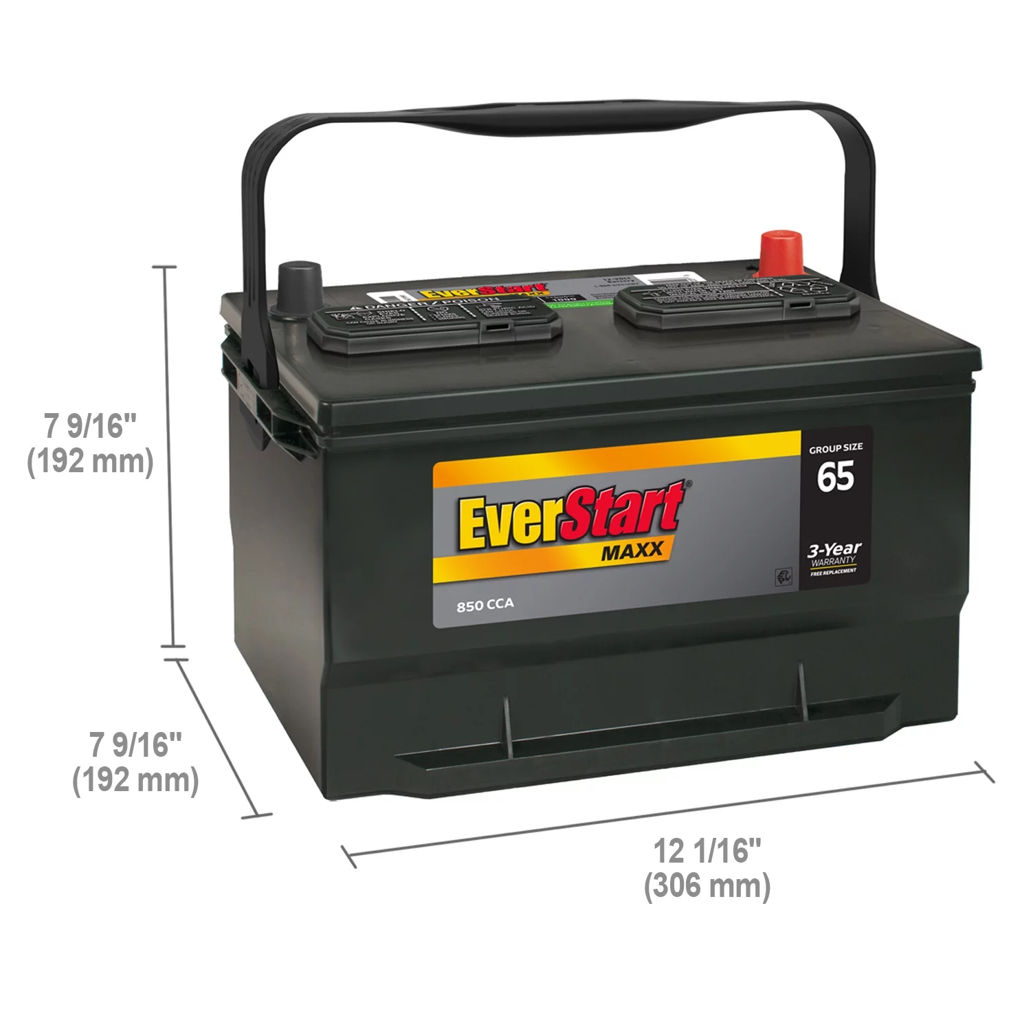 EverStart Maxx Lead Acid Automotive Battery, Group Size 65 12 Volt 850 CCA - Radiant Selections