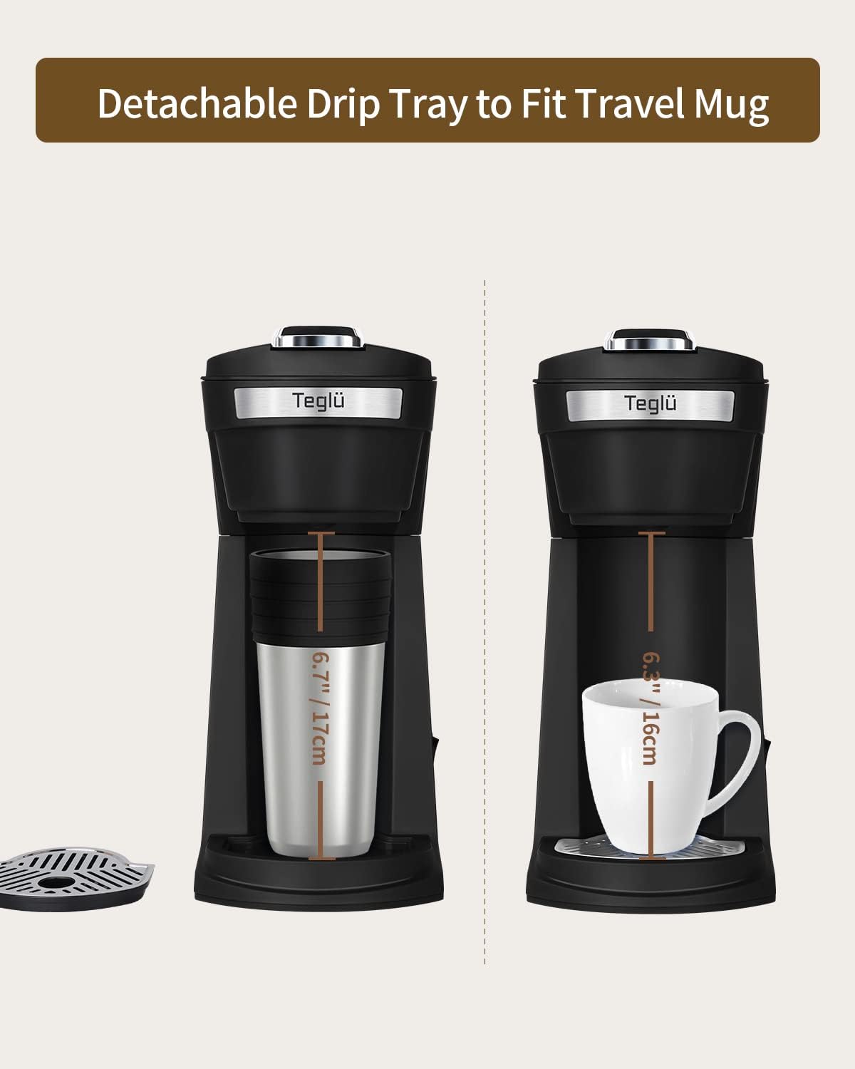 2 in 1 Single Serve Coffee Maker for K Cup Pods & Ground Coffee, Mini Coffee Machine with 6 to 14 oz Brew Sizes