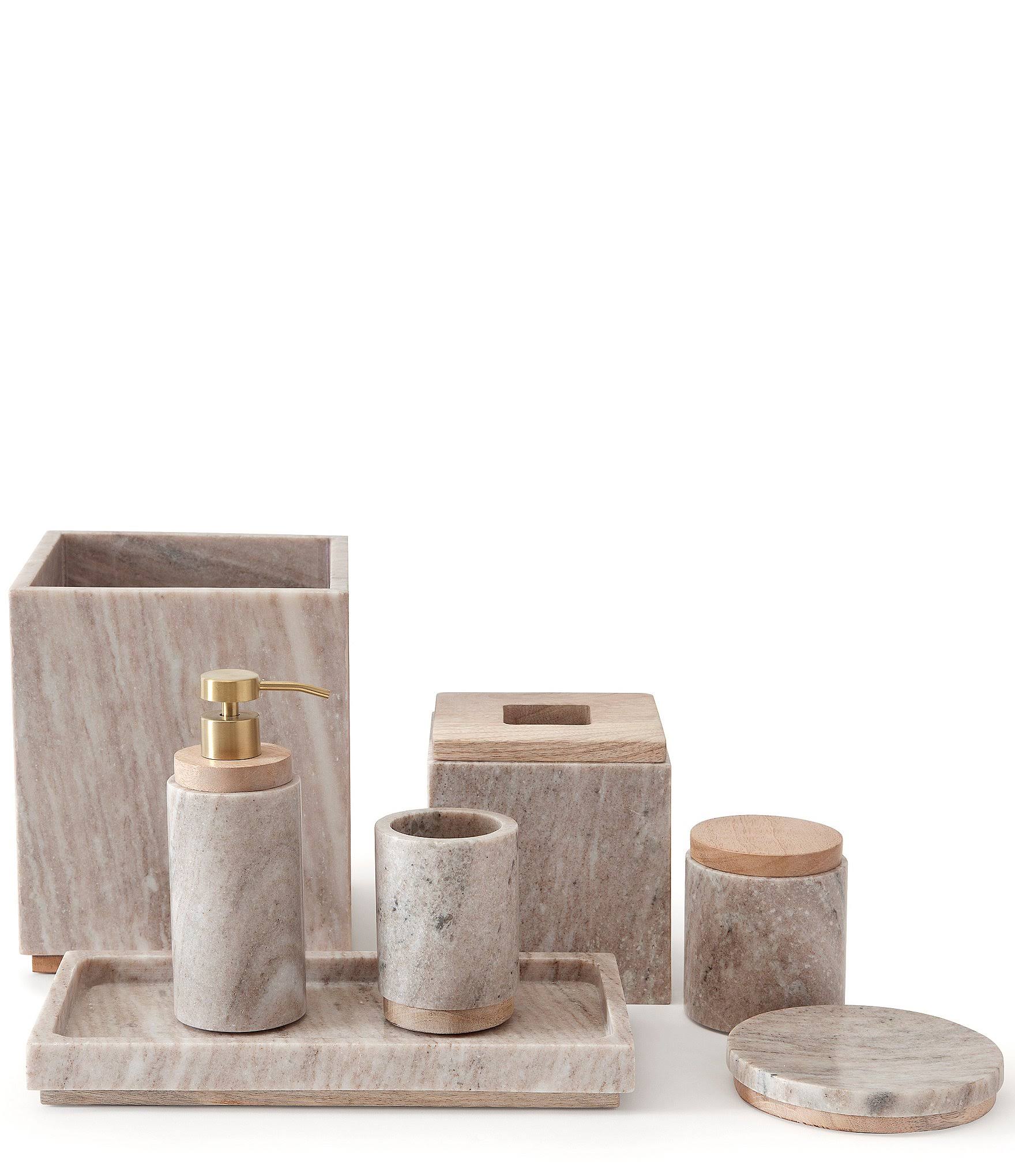 Kassatex San Marino Cotton Jar - Marble/Wood