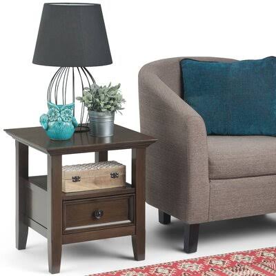 Mccoppin Solid Wood 1 - Drawer End Table Alcott Hill Color: Hickory Brown