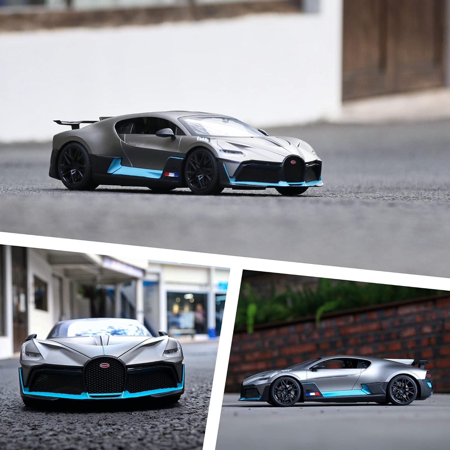 MIEBELY Bugatti Remote Control Car – 1/12 Scale RC Car for Children and Adults – Realistic Bugatti Divo Car with Lights – Detachable Steering Ring