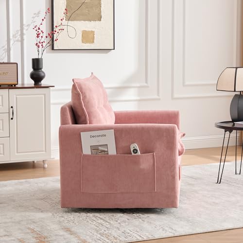 360 Swivel Accent Barrel Chair with Storage Ottoman & Headrest