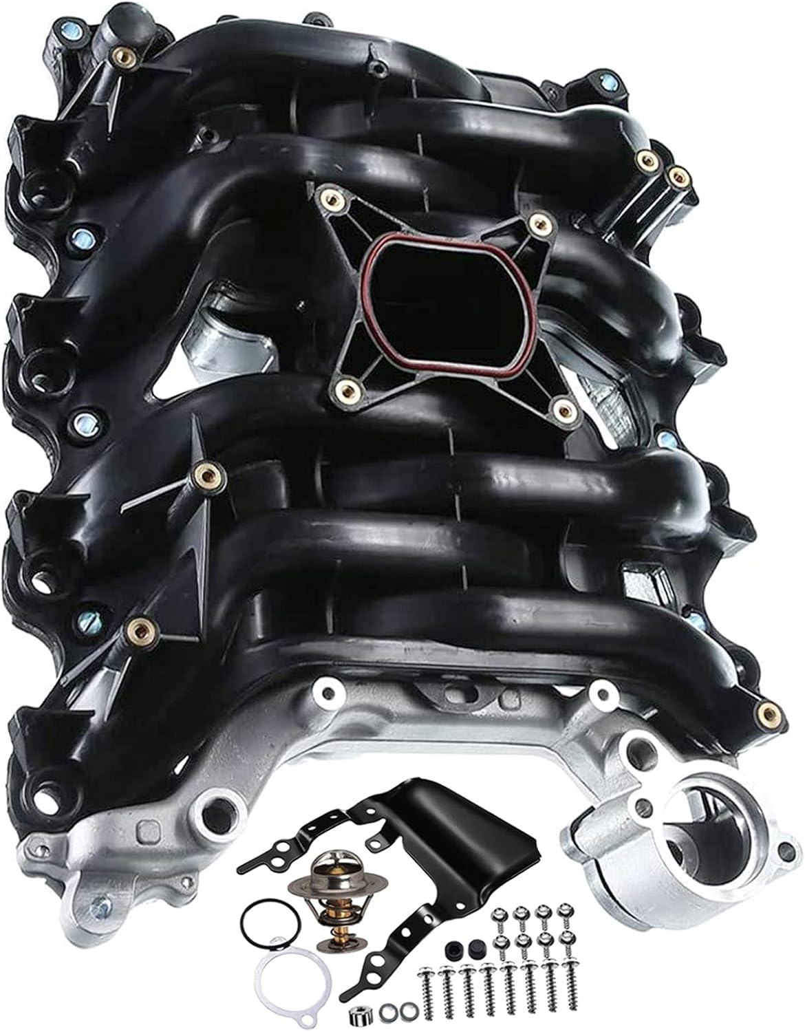 A-Premium Upper Intake Manifold with Thermostat Compatible with Ford Crown Victoria Mustang Explorer Lincoln Town Car Mercury Grand Marquis