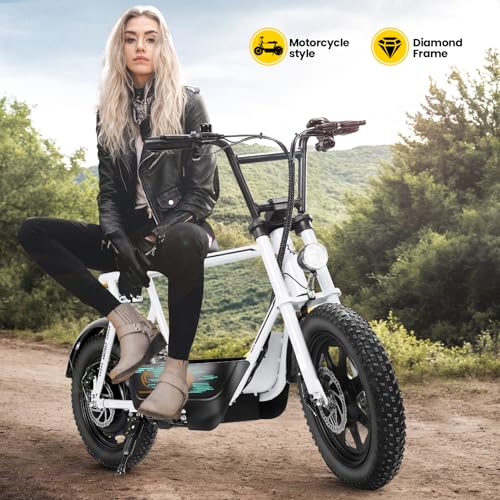 Caroma Peak 500W/800W/1200W Electric Scooter with Seat, 16 * 3" Fat Tire Ebike for All-Terrain, Max 15/25/30 Miles Ranges&20MPH
