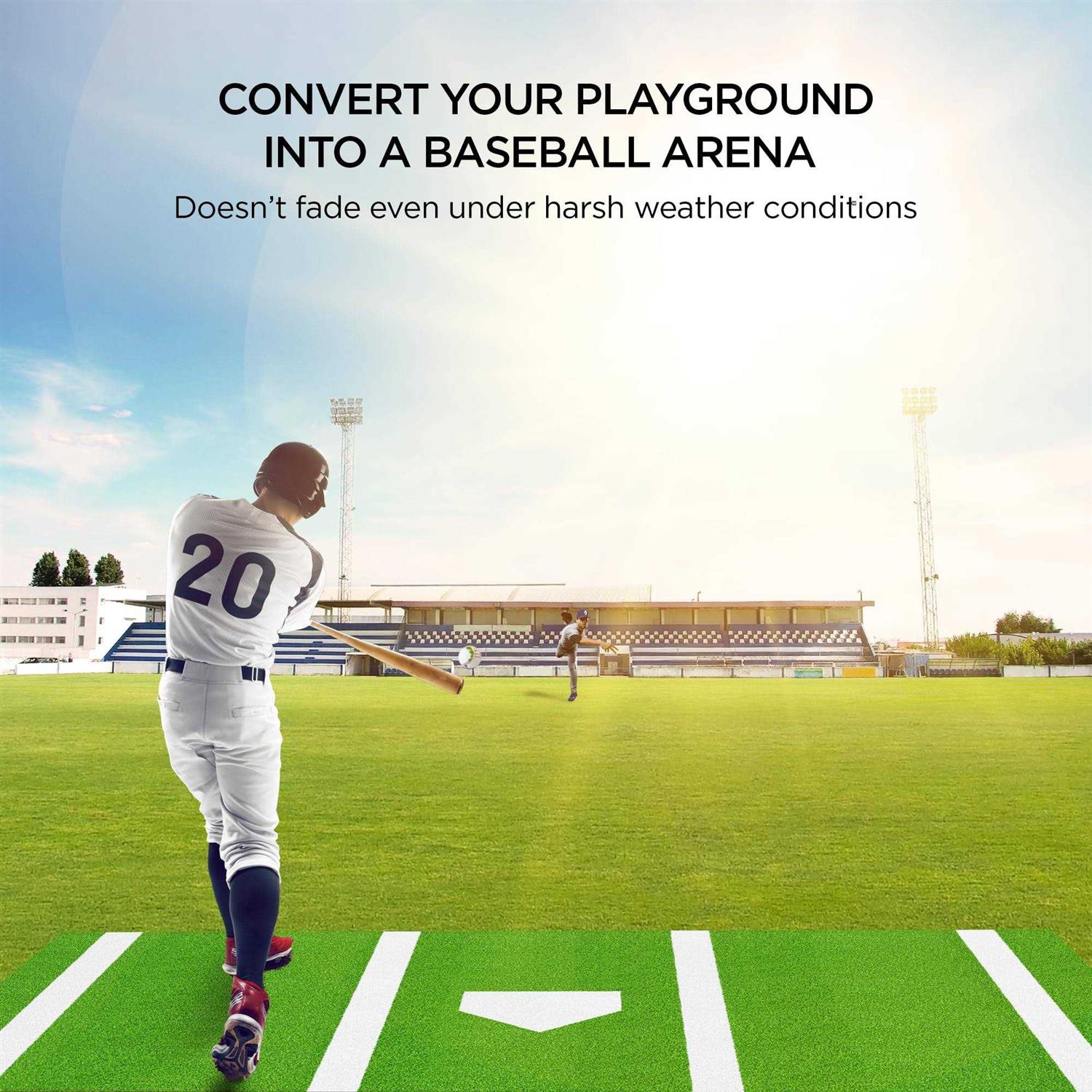 ZivPlay Batting Mat Baseball Hitting Mat 12 x 6 Regulation Size Turf Batters Box Mat with Home Plate and Anti Fade Turf for Baseball Softball