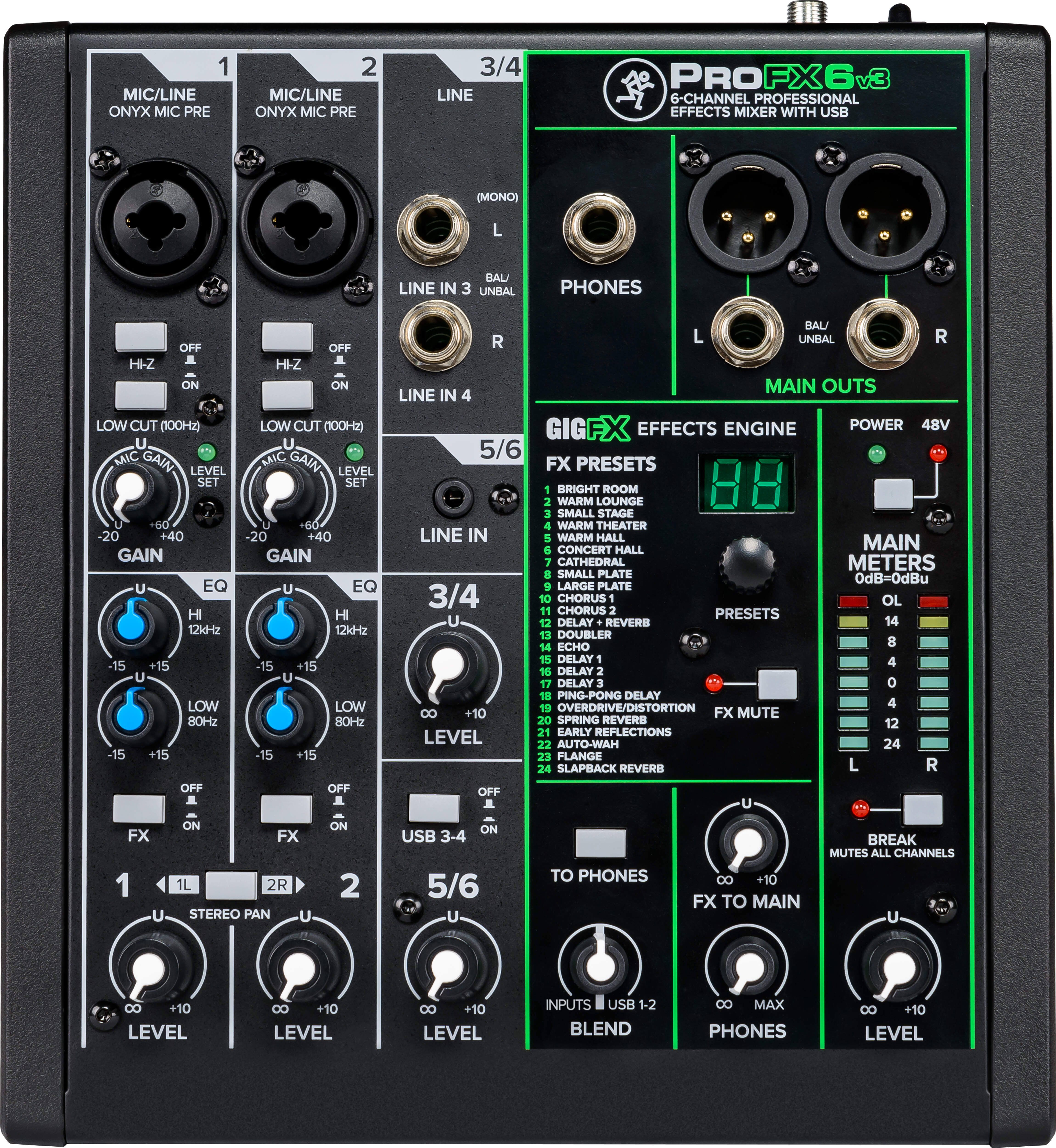Mackie ProFX6v3 6 Channel Professional USB Mixer with Effects - Megean