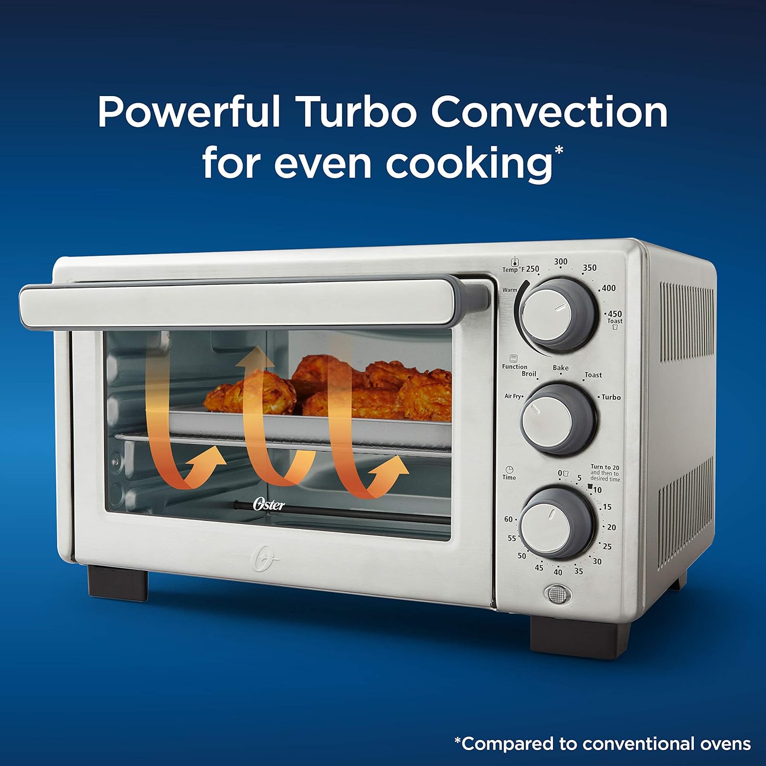 Oster Compact Countertop Oven With Air Fryer, Stainless Steel Pack of 2
