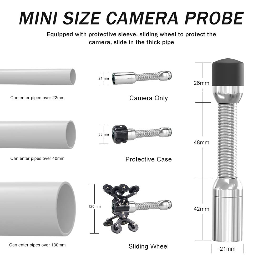 Sewer Camera, 165ft/50m Wireless Sewer Inspection Camera for Android/iOS, Max Connected to 5 Device, 7 Inch LCD Monitor WiFi Endoscope Borescope