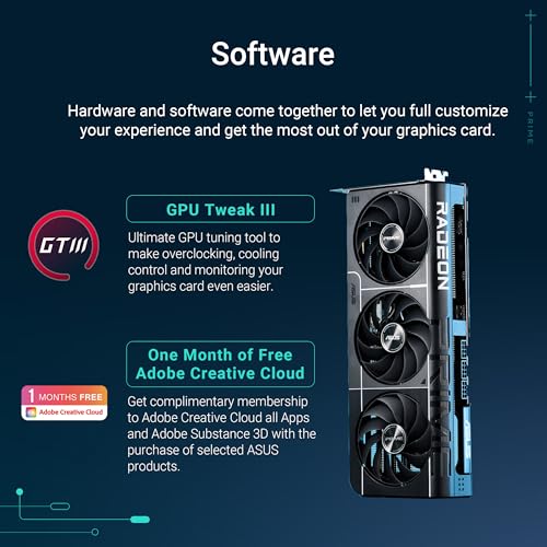 ASUS Prime Radeon™ RX 9070 XT OC Edition Graphics Card (PCIe 5.0, HDMI/DP 2.1, 2.5-Slot Design, axial-tech Fans, Dual Ball Fan Bearings, Dual BIOS