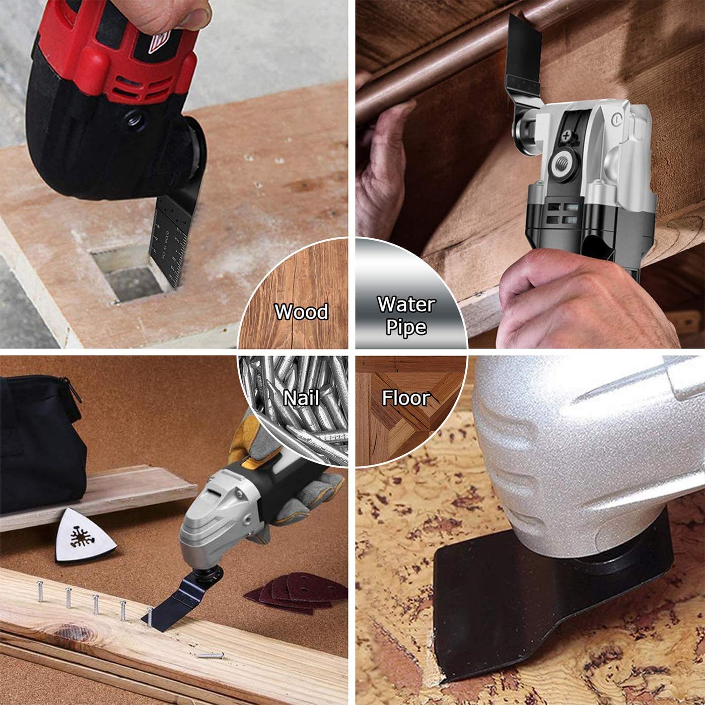 72 Pcs Oscillating Tool Blades Assorted Universal Carbide Multitool Blade Quick Release Oscillating Saw Blades Accessories Kit to Cut Metal Wood