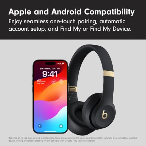 Beats Solo 4 - Wireless Bluetooth On-Ear Headphones, Apple & Android Compatible, Up to 50 Hours of Battery Life - Black & Gold