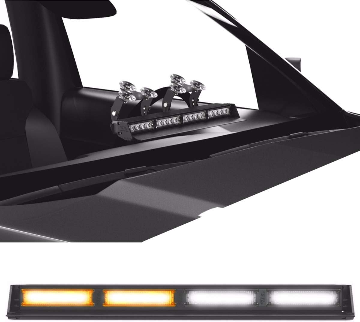 SpeedTech Lights Striker TIR 4 Head High Intensity LED Strobe Deck/Dash Windshield Mount Light Bar for Emergency Vehicles / Hazard Flashing Warning