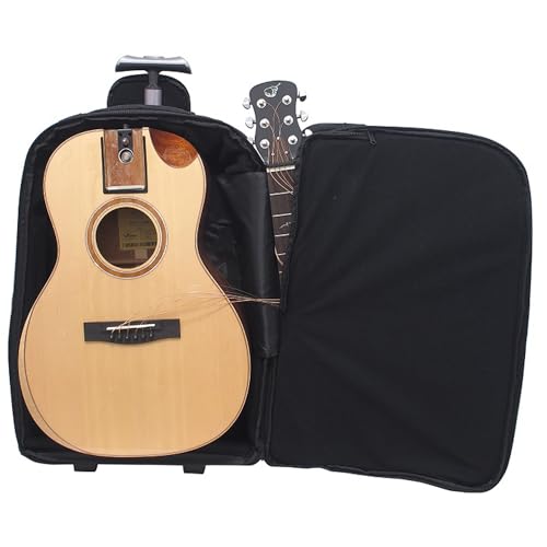 Solid Sitka Travel Guitar – PJ410N Traveling Acoustic Guitar with Collapsible Patented System – Portable Backpack Case (African Mahogany)