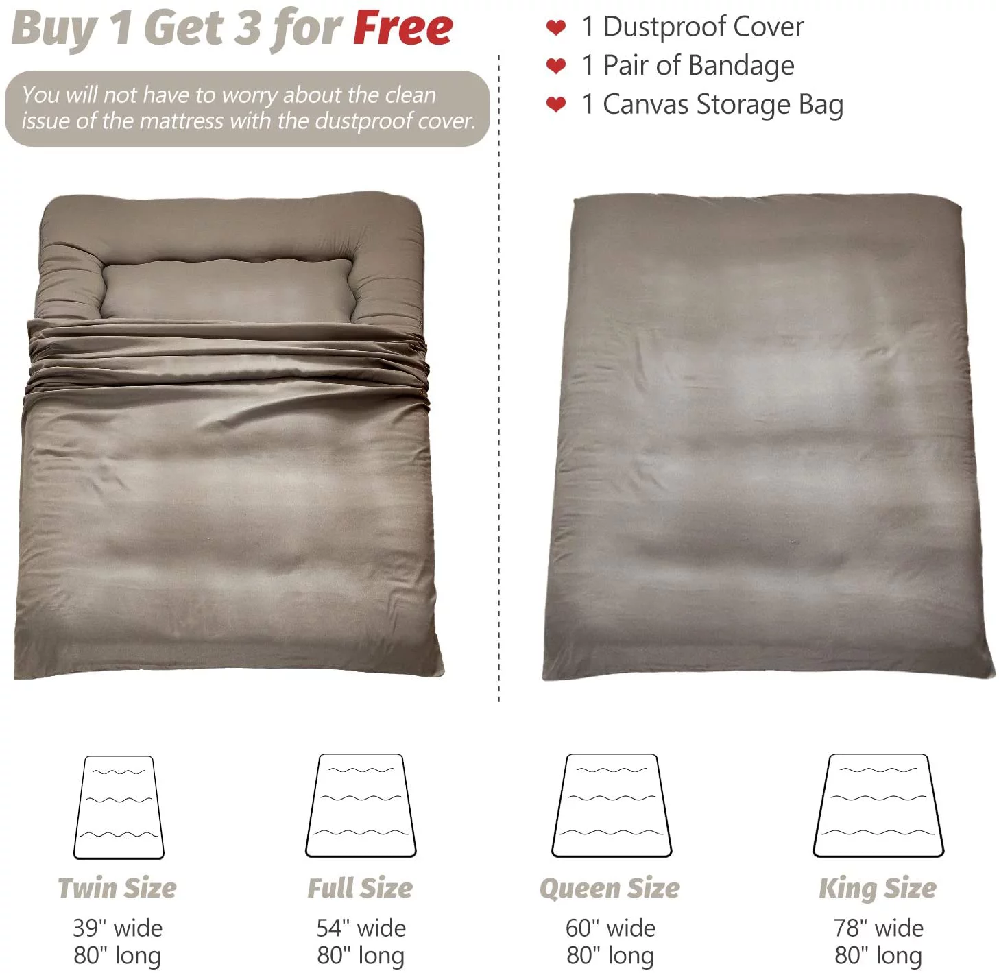 Japanese Floor Mattress Futon Mattress, Memory Foam Futon Roll Up Guest Mattress Twin Size