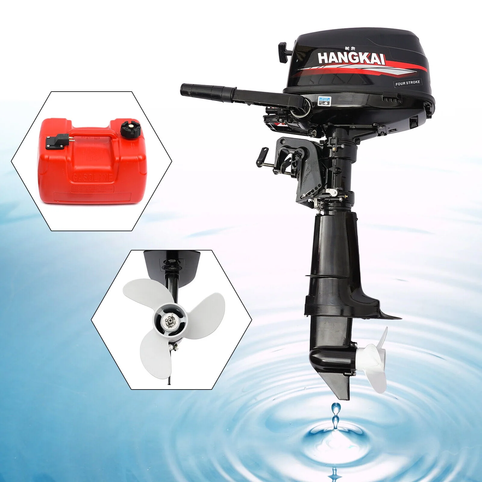 4Stroke 6.5HP Outboard Motor Marine Boat Engine Water Cooling CDI System 6.5HP 4-Stroke Outboard Motor Tiller control Boat Engine Water Cooling 123CC