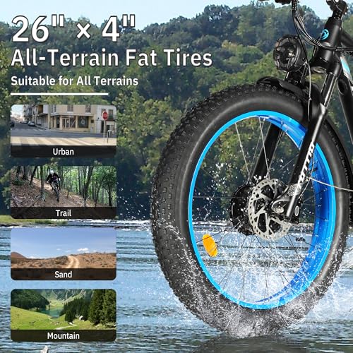 TUTTIO Electric-Bike for Adults-Men, Dual-Motor-Ebike 40-46MPH-Hunting-Ebike, 52V 30AH Long Range Dirtbike, 26" Fat-Tire-Electric-Bicycle