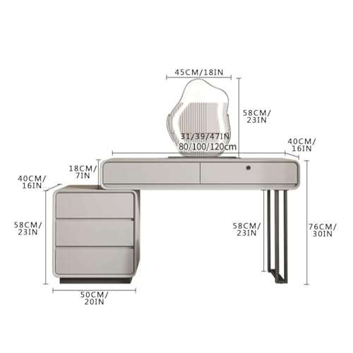Vanity Dressing Table Dressing Table with Drawers with Push-to-Open Drawers Makeup Table Vanity Table with 5 Drawers for Bedroom