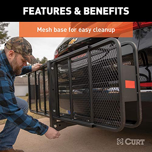 CURT 18152 60 x 24-Inch Basket Hitch Cargo Carrier, 500 lbs Capacity, Black Steel, 2-in Fixed Shank
