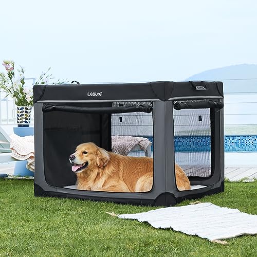Lesure Soft Collapsible Dog Crate - 42 Inch Portable Travel Crate for Extra Large Dogs Indoor & Outdoor