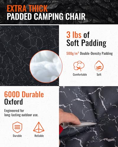 KingCamp Oversized XL Camping Chair, Heavy Duty 500lbs Folding Couch for Adults