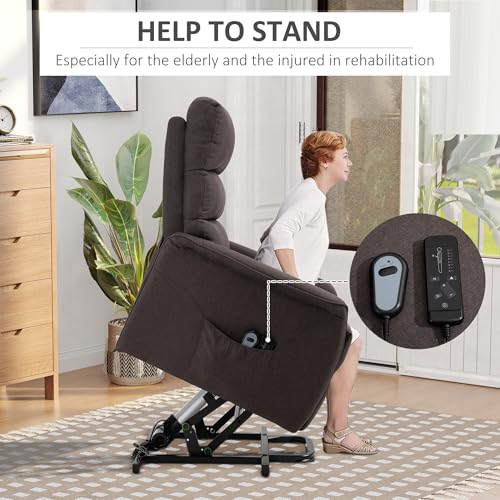 HOMCOM Power Lift Recliner Chair for Elderly, Easy Assembly, Fabric Lift Chair for Adults, Recliner Sofa with Remote Control